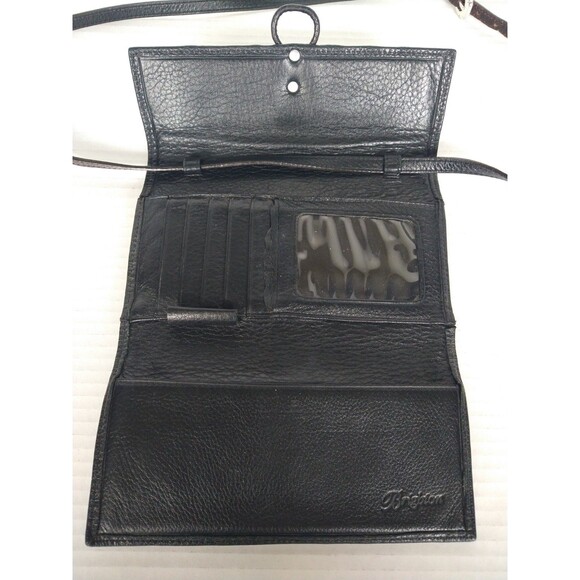 Brighton Leather Crossbody Wallet Tri Fold Black Brown small mini pockets clutch - Picture 7 of 16